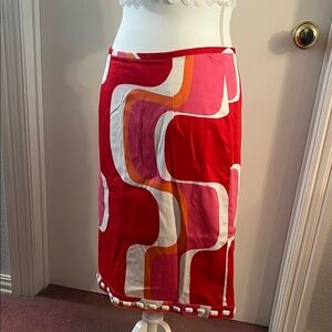 Retro Red and Pink Geometric Skirt
